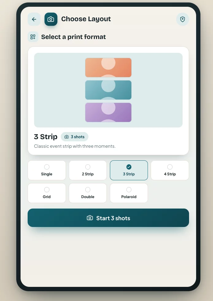 Latest YowtoBooth print format selection screen